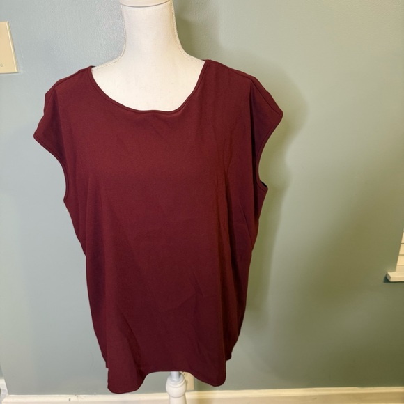 Ann Taylor Split Back Sleeveless Top Merlot Size XL Oversized NWT Office - Picture 4 of 11